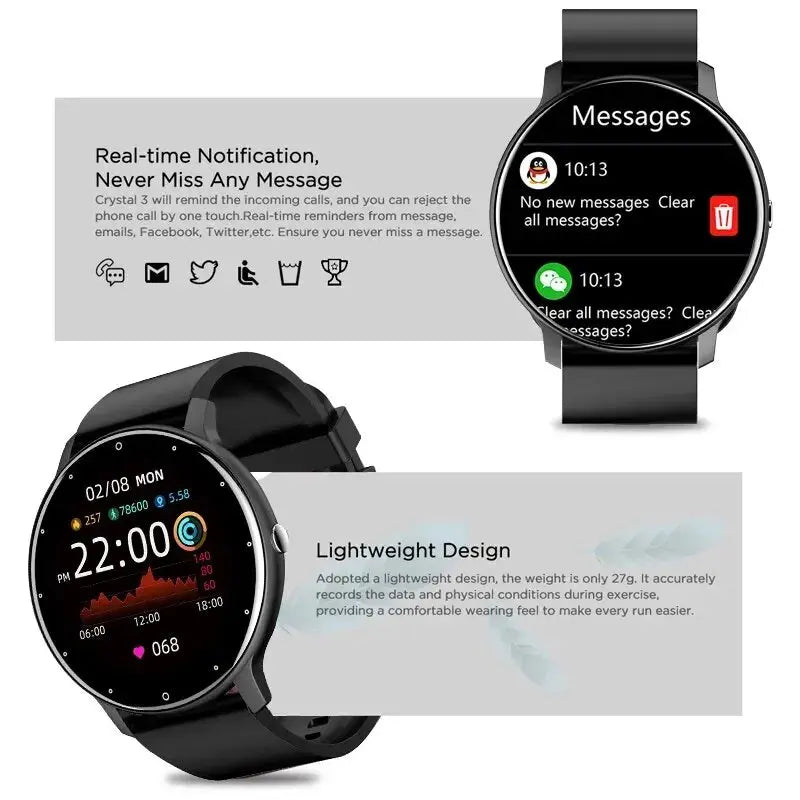 Fashion Smart Watch Full Touch Screen Sports Fitness Tracker IP68 Waterproof Bluetooth Smartwatch for Men Women NNOS