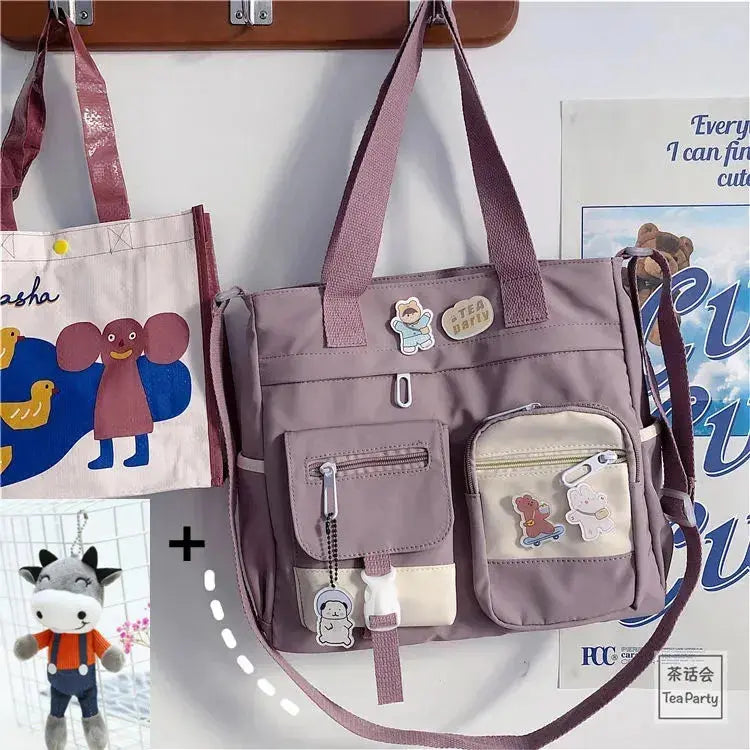 Waterproof Nylon Canvas Shoulder Bag – Stylish Japanese-Inspired Crossbody Satchel for Women, Girls & Students NNOS
