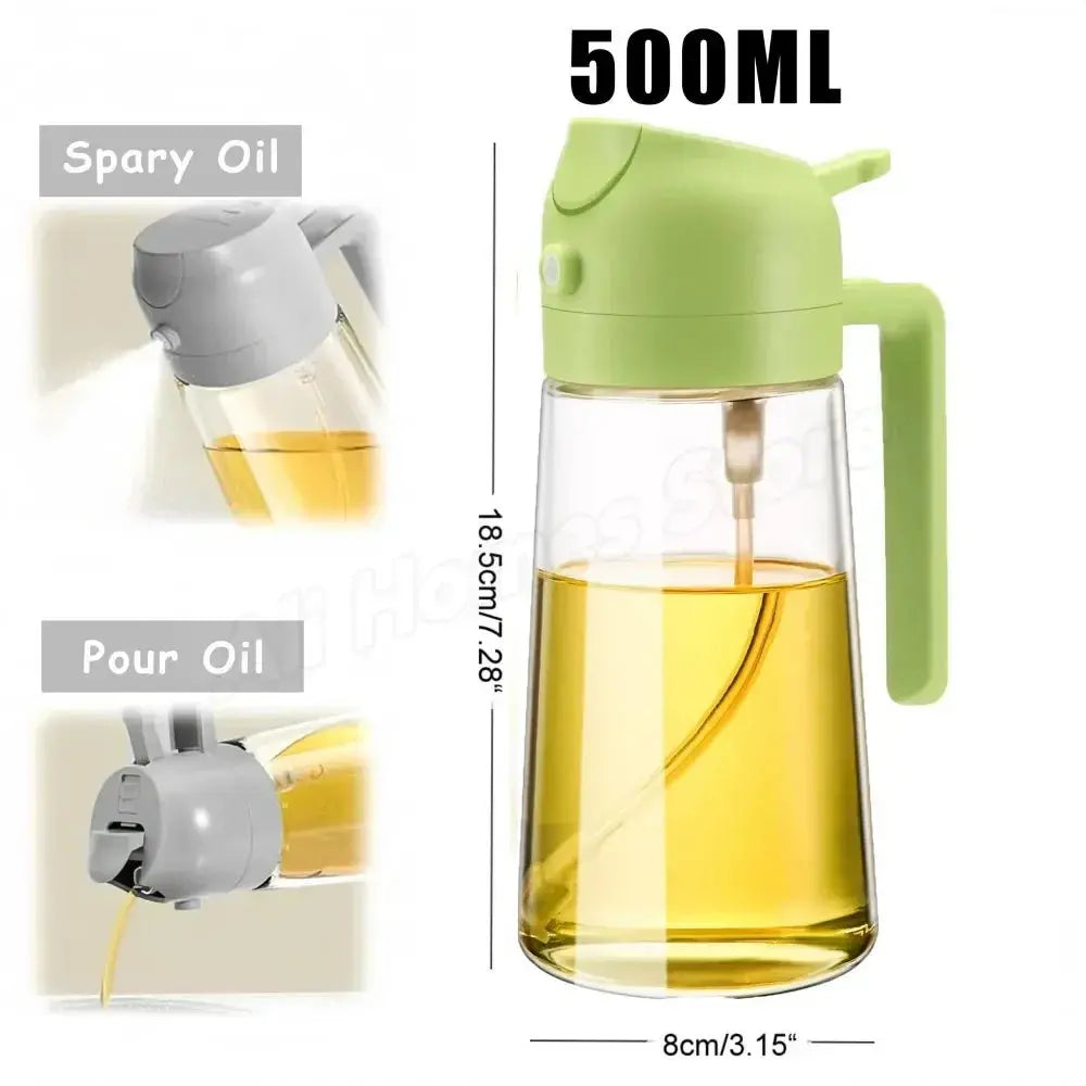1-2PCS 2in1 Olive Oil Dispenser Bottle 500ml Plastic Oil Sprayer Cooking Oil Spray Tank BBQ Baking Picnic Kitchen Tools for Home NNOS