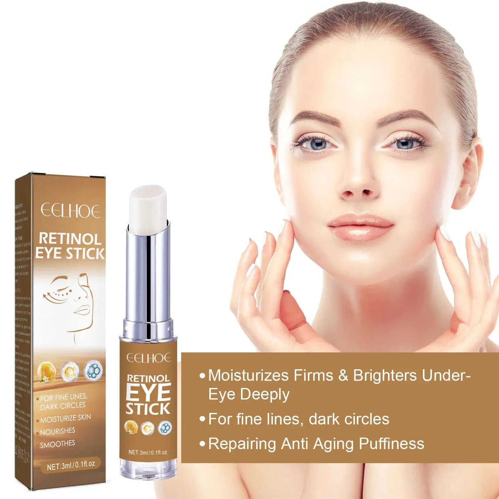 Retinol Anti Aging Eye Stick Reduce Wrinkle Lifting Firming Nourish Improve Fine Lines Crow's Feet Remove Dark Circles Eye Balm NNOS