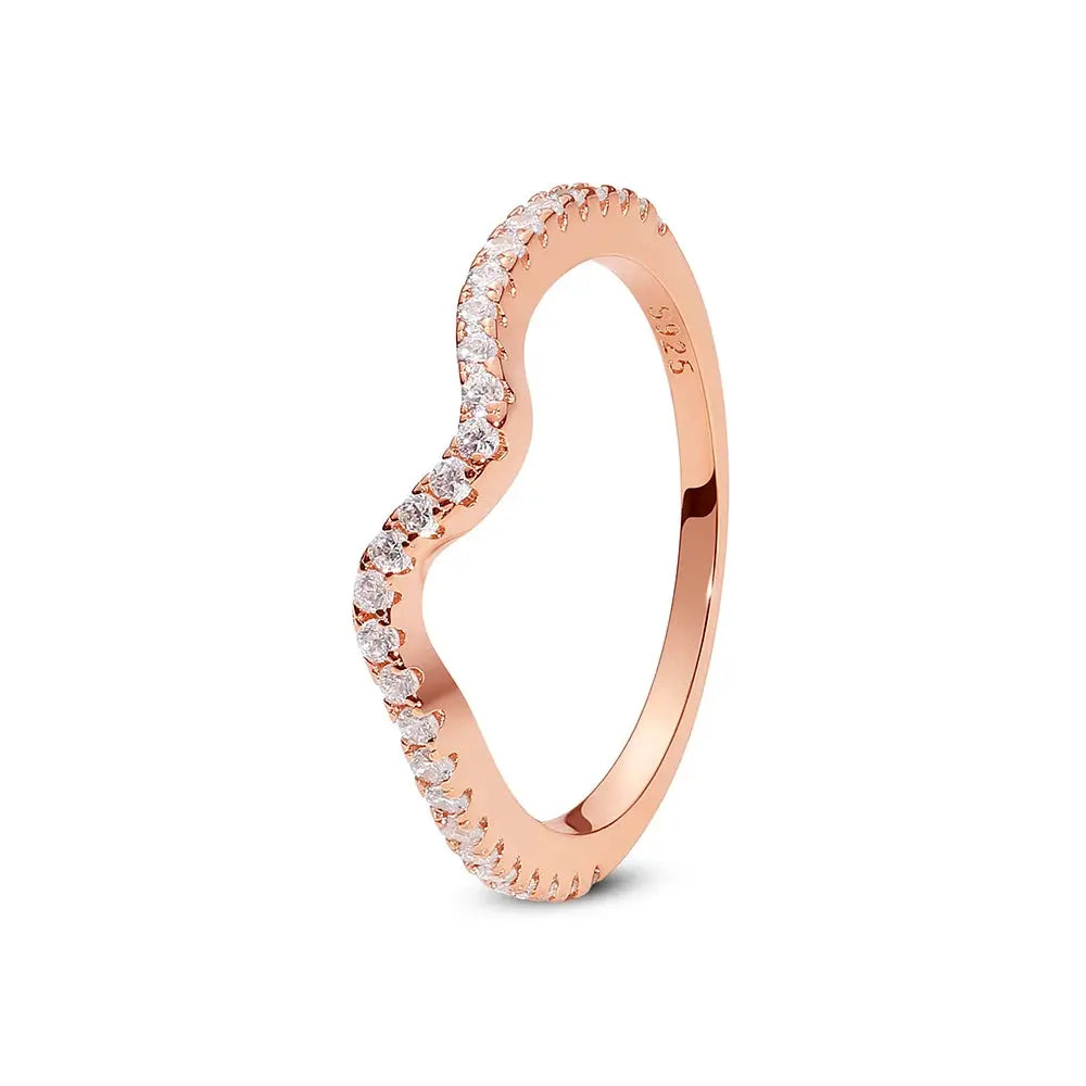 925 Sterling Silver Infinity Heart Ring – Rose Gold Crystal Engagement & Wedding Jewelry for Women NNOS