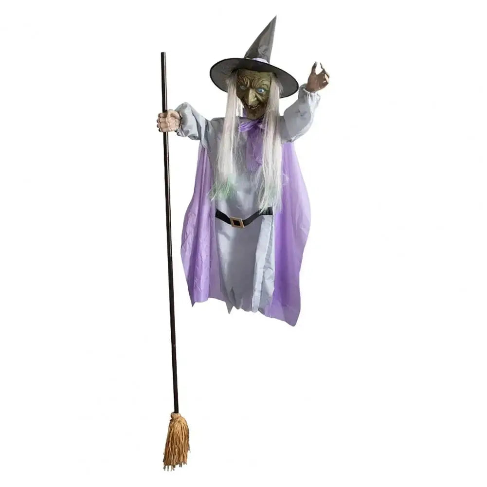 Sound Activated Witch Ornament Led Light Up Witch Decoration Voice-activated Halloween Flying Witch Decor with for Outdoor NNOS