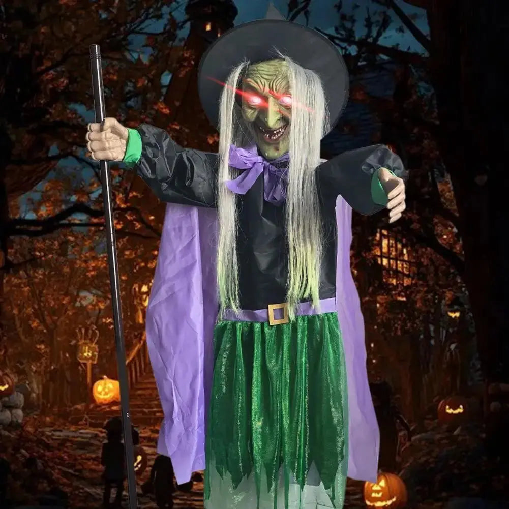 Sound Activated Witch Ornament Led Light Up Witch Decoration Voice-activated Halloween Flying Witch Decor with for Outdoor NNOS