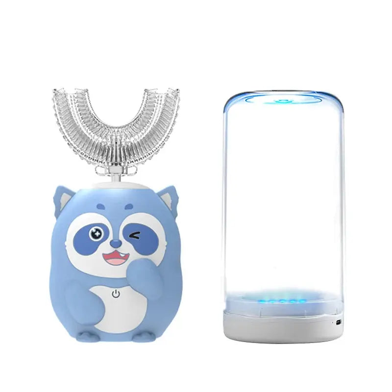 Children's Sonic Electric Toothbrush USB Rechargeable for Kids U-shaped 360Degrees Automatic Silicone Toothbrush Blue Light IPX7 NNOS