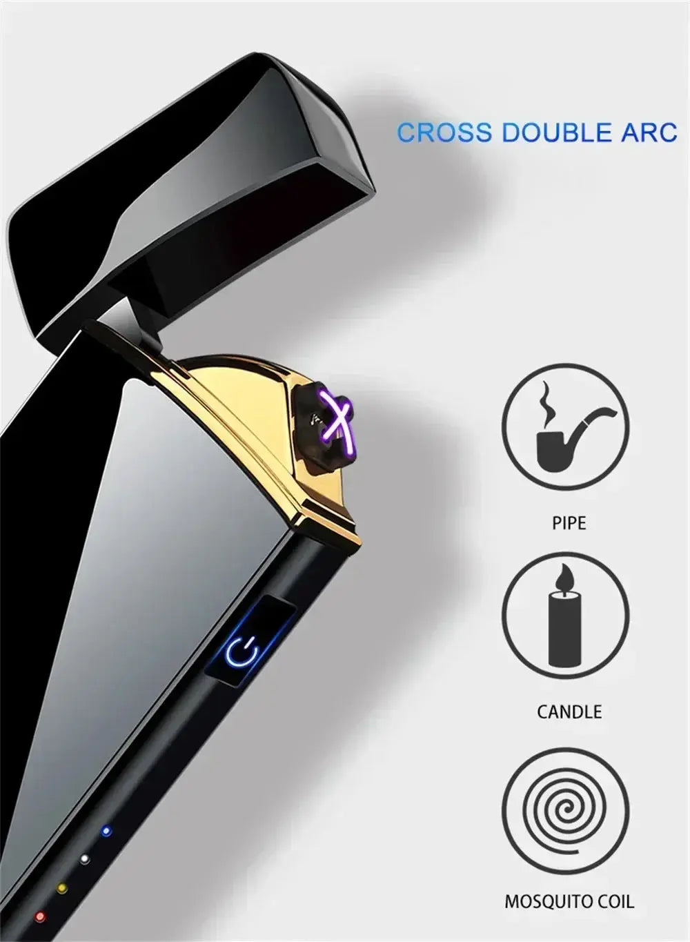 Rechargeable USB Electric Lighter – Windproof Dual Arc Flameless LED NNOS