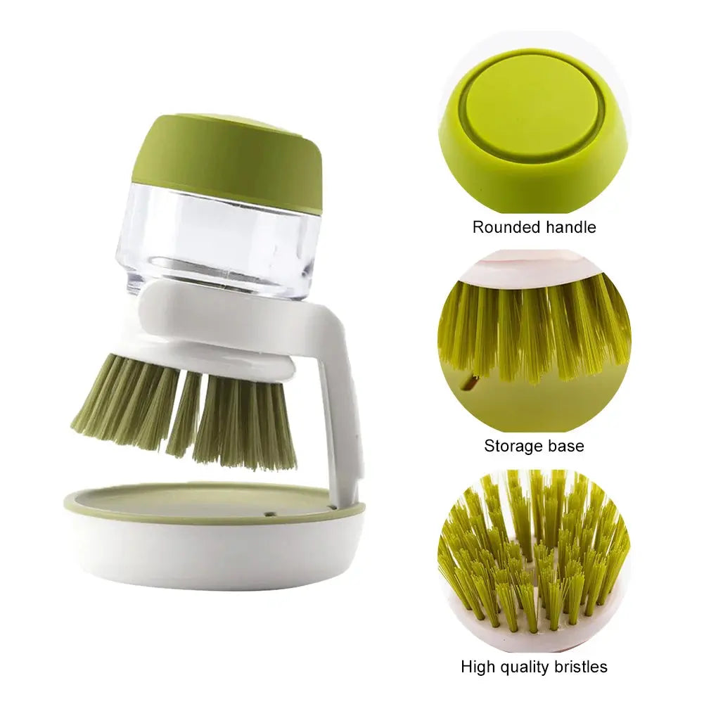 Multifunctional Kitchen Scrub Brush with Soap Dispenser Eco-Friendly Press Cleaning Brush for Durable Home Cleaning NNOS