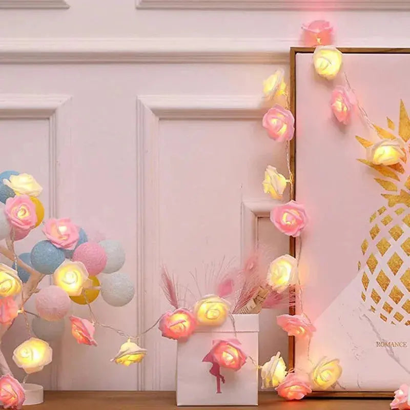 2M Rose Flower LED Fairy Lights – Romantic Garland for Wedding & Party NNOS
