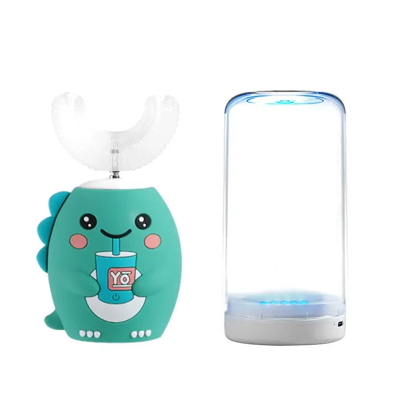Children's Sonic Electric Toothbrush USB Rechargeable for Kids U-shaped 360Degrees Automatic Silicone Toothbrush Blue Light IPX7 NNOS