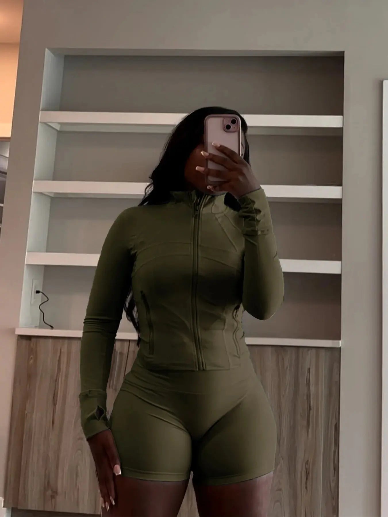 Autumn And Winter New Long Sleeves Zipper Crop top Suits Tracksuits Women's Suits Fashion Pants Female Soild 2 Piece Sets 2024 NNOS