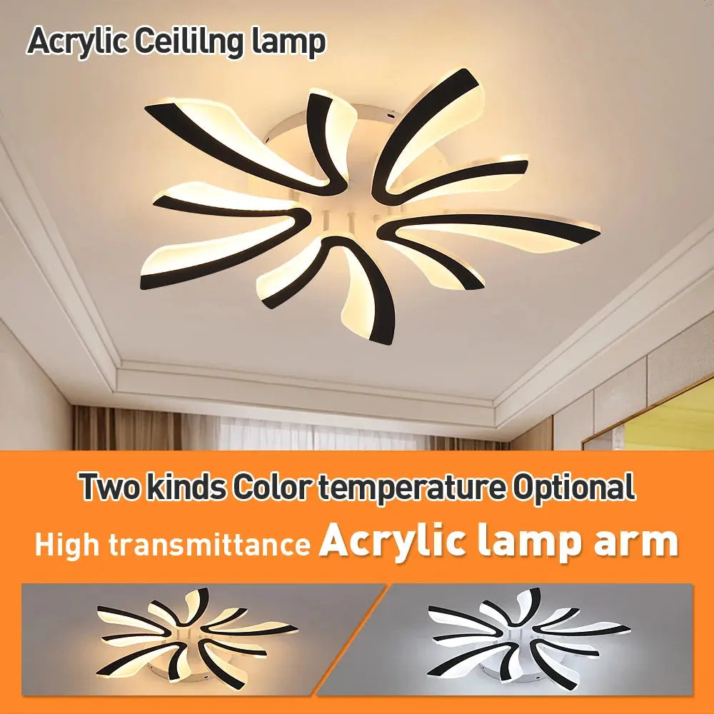 Modern Interior Acrylic Ceiling Lamp Pendant Lamp Living Room Bedroom Led Chandelier Home Decor Lighting Fixtures Dimming Lustre NNOS