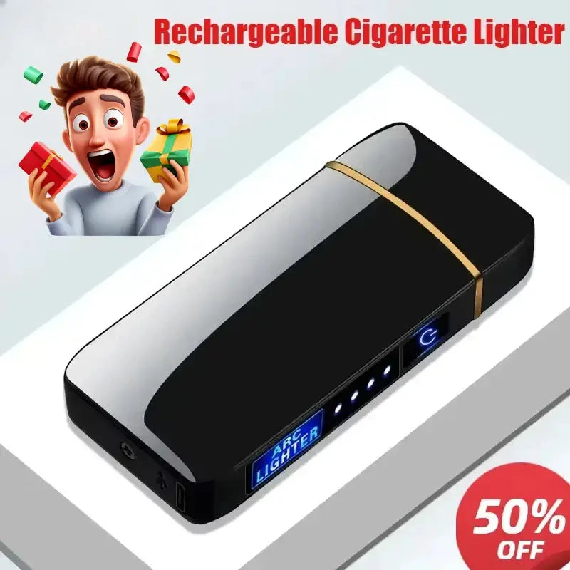 Rechargeable USB Electric Lighter – Windproof Dual Arc Flameless LED NNOS
