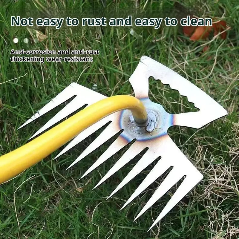 🌿 2-in-1 Garden Weeder & Rake – Crescent Hoe with 4/5/6/11 Teeth | Summer Gardening Essential NNOS