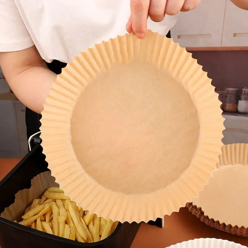 50Pcs Disposable Air Fryer Baking Paper Non-Stick Mat Oil Absorbing Kitchen Oven BBQ Plate Round/Square Fabric for Easy Cooking NNOS