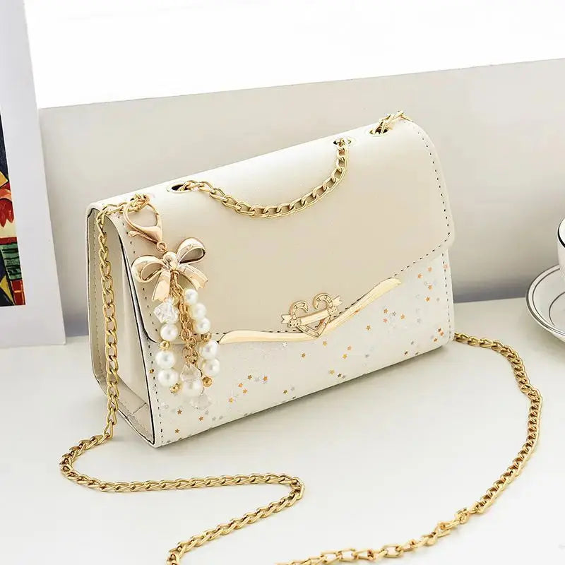 Glam Chic Mini Crossbody Bag – Sparkling Sequin Square Design with Tassel Charm, Stylish PU Shoulder Purse for Women & Girls NNOS