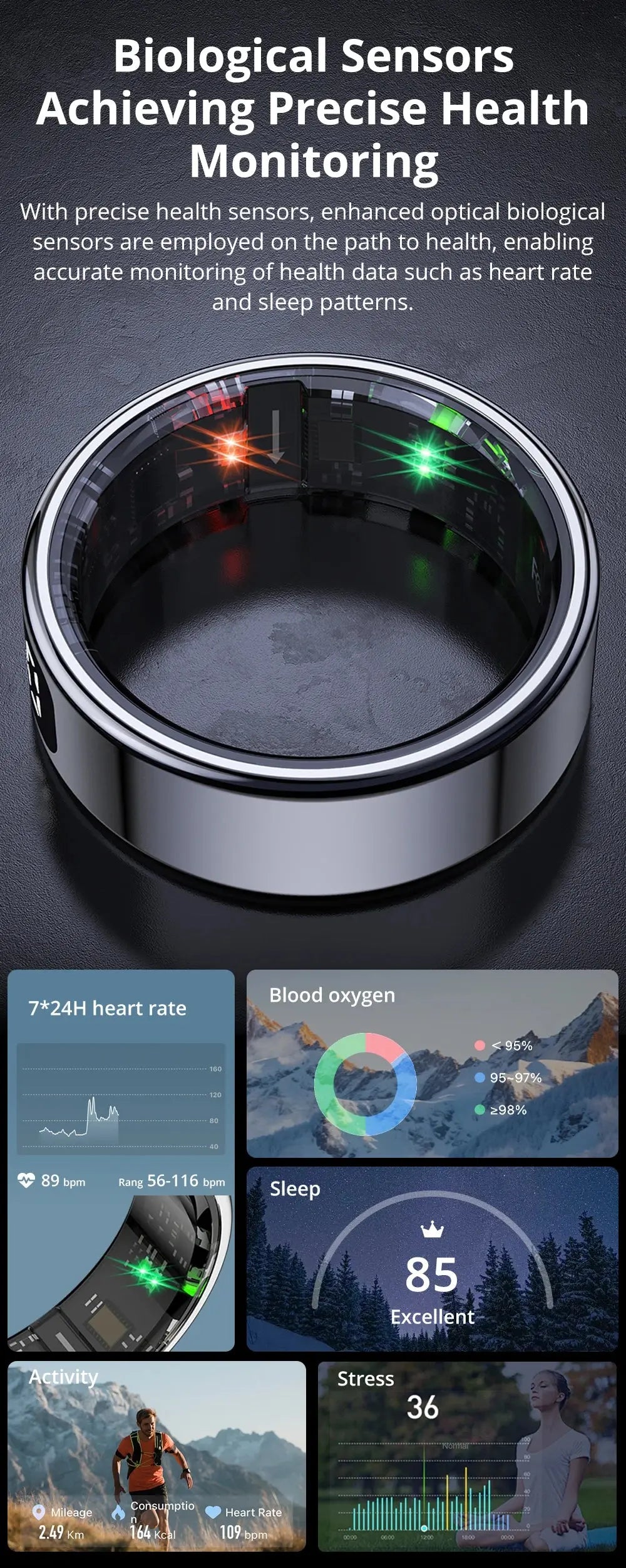 2025 COLMI R12 Smart Ring with Display Screen and Touch, Wireless Charging, Health Manager, 5 ATM Waterproof For Men Women NNOS