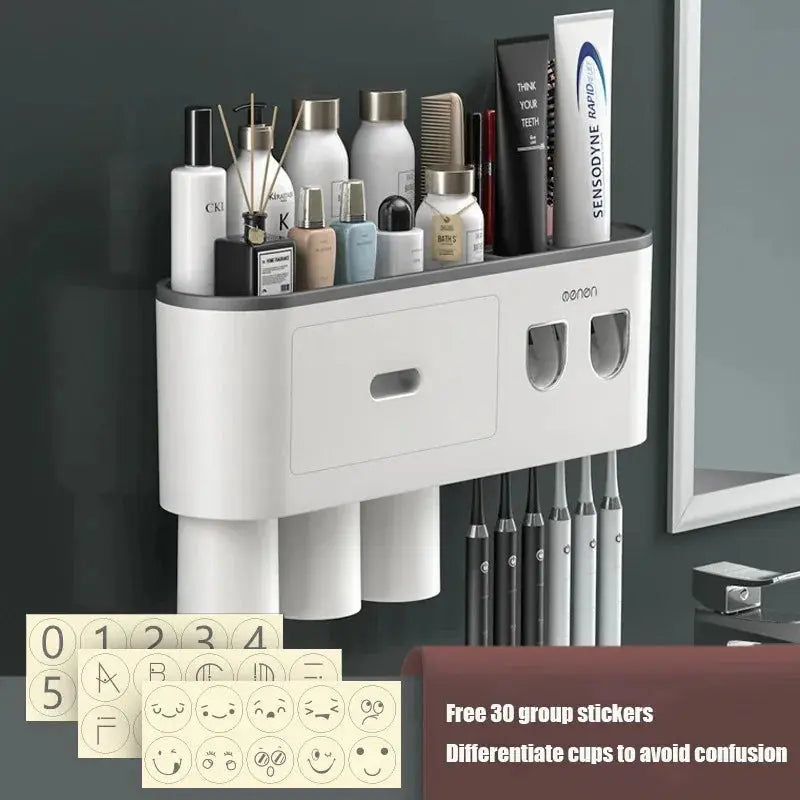 1Pcs Wash Set  Automatic Toothpaste Squeezer Cups Gargle Cup  Punch-free Toothbrush Cup Holder Storage Rack Bathroom Products Ho NNOS