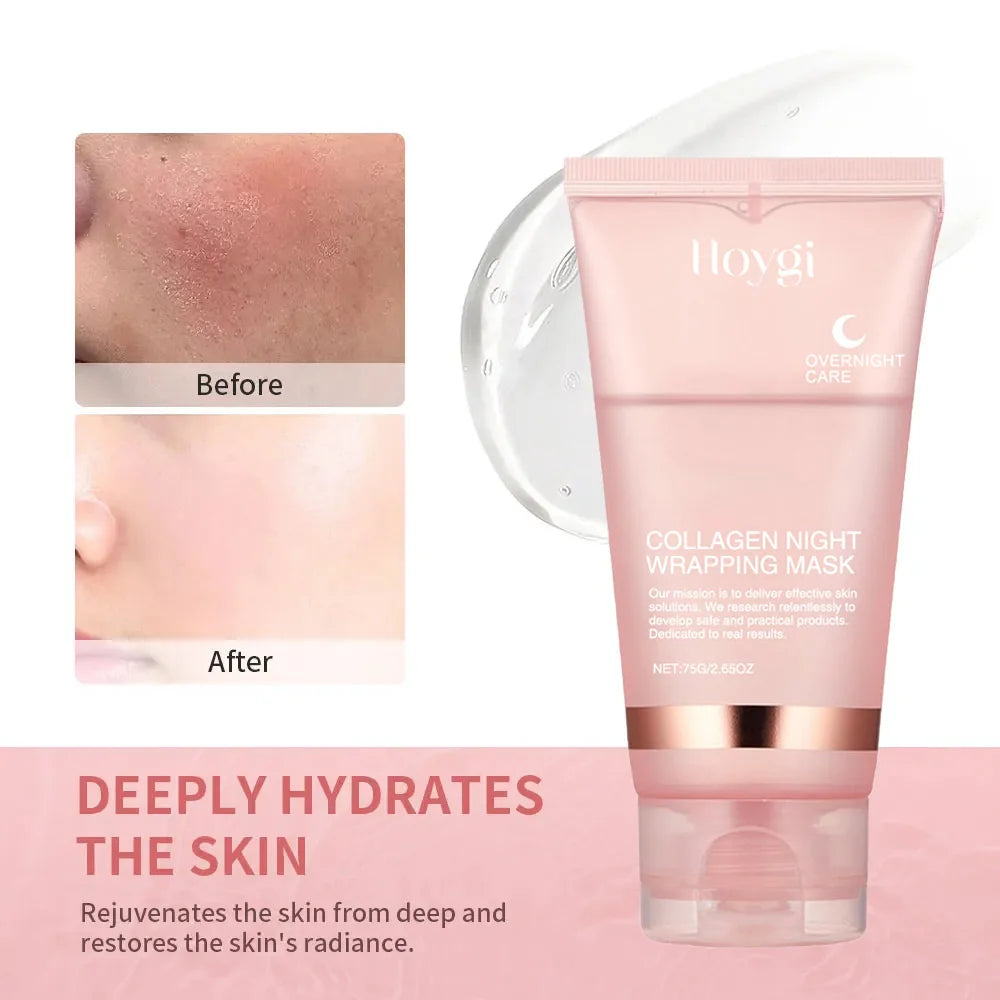 Collagen Overnight Wrapping Peel Off Facial Mask Set Korean Collagen Night Wrapping Mask Deeply Hydrates Night Care Mask Cream NNOS