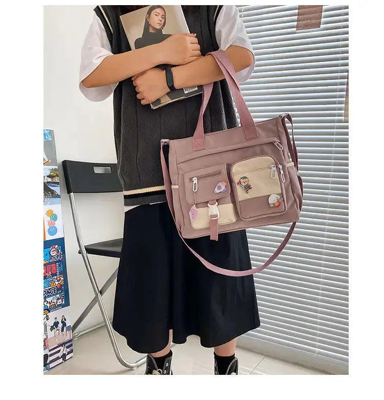 Waterproof Nylon Canvas Shoulder Bag – Stylish Japanese-Inspired Crossbody Satchel for Women, Girls & Students NNOS