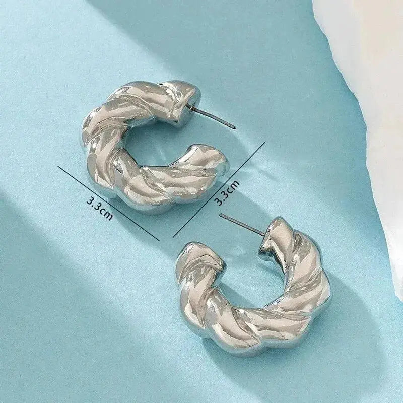 Fashion Needle- Woven Mesh Oval Hoop Earrings for Women NNOS