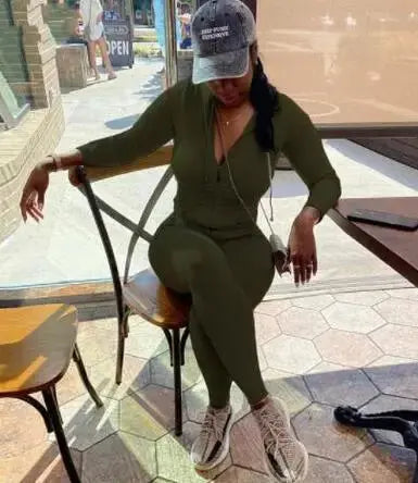 Women's Ribbed Rompers Long Sleeve Fitness Jumpsuit Embroidery Lucky Label Letter Zipper Streetwear Active Wear for Workout NNOS