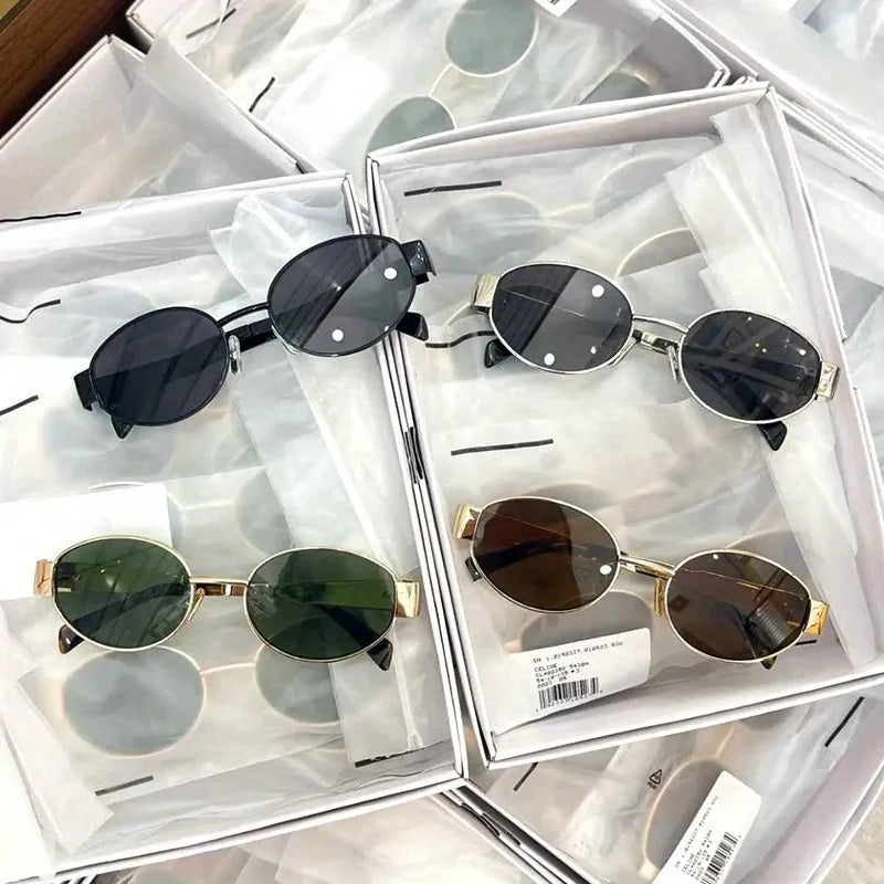 Retro Steampunk Oval Sunglasses Women – Vintage Metal Frame UV400 Sun Protection Eyewear NNOS