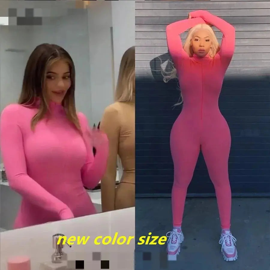 Women's Ribbed Rompers Long Sleeve Fitness Jumpsuit Embroidery Lucky Label Letter Zipper Streetwear Active Wear for Workout NNOS