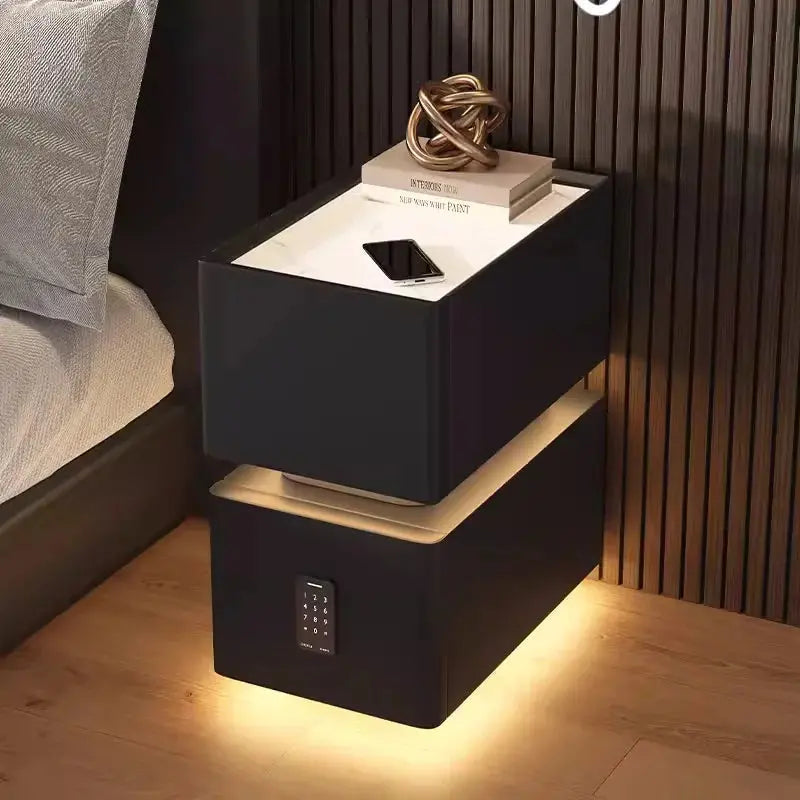 Smart Bedside Table – Modern Nightstand with Wireless Charging & LED Features NNOS
