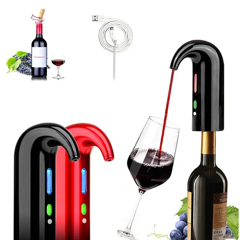 One-Touch Electric Wine Aerator & Dispenser – USB Rechargeable Instant Wine Pourer & Decanter NNOS