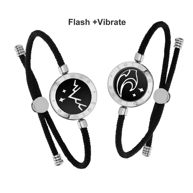 Totwoo Long Distance touch Light up&Vibrate Bracelets for Couples, Long Distance Relationship Gifts Smart Sun&Moon Love Bracelet NNOS