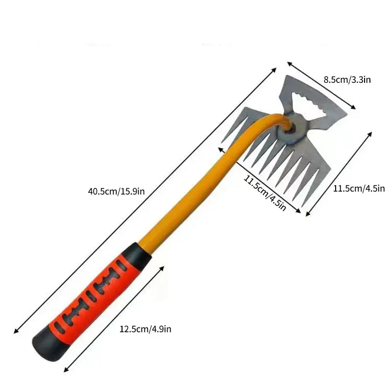 🌿 2-in-1 Garden Weeder & Rake – Crescent Hoe with 4/5/6/11 Teeth | Summer Gardening Essential NNOS