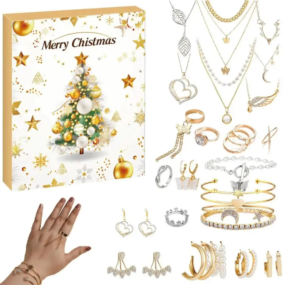 Christmas DIY Bracelet Gift Box Holiday Calendar Earrings Necklace Jewelry Handmade Beaded Set Christmas Countdown Calendar NNOS