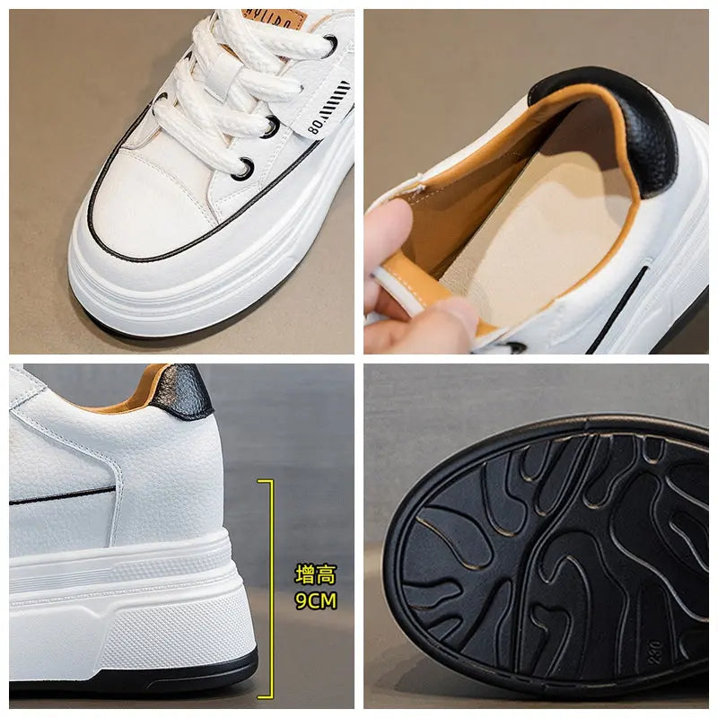 Fujin 9cm Cow Suede Genuine Leather Women Vulcanized Shoes Platform Wedge Skate Boarding High Brand Heels Casual Summer Shoes NNOS