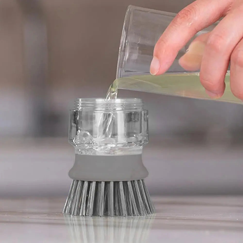 Multifunctional Kitchen Scrub Brush with Soap Dispenser Eco-Friendly Press Cleaning Brush for Durable Home Cleaning NNOS