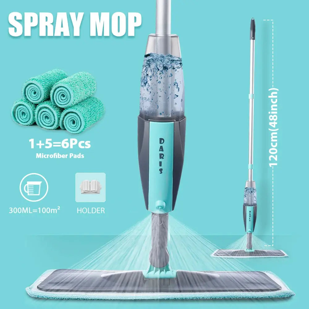 Magic Floor Cleaning Sweeper Brooms With Microfiber Pads 360° Rotation Flat Spray Floor Mop Broom For Cleaning Home Spin Mop product image