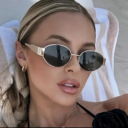 Retro Steampunk Oval Sunglasses Women – Vintage Metal Frame UV400 Sun Protection Eyewear NNOS