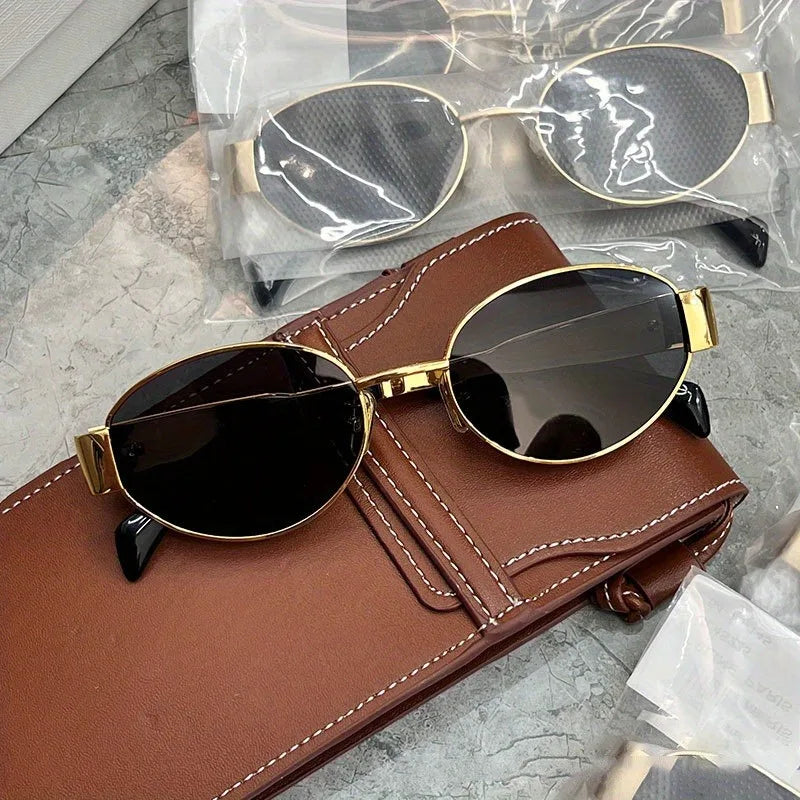 Retro Steampunk Oval Sunglasses Women – Vintage Metal Frame UV400 Sun Protection Eyewear NNOS