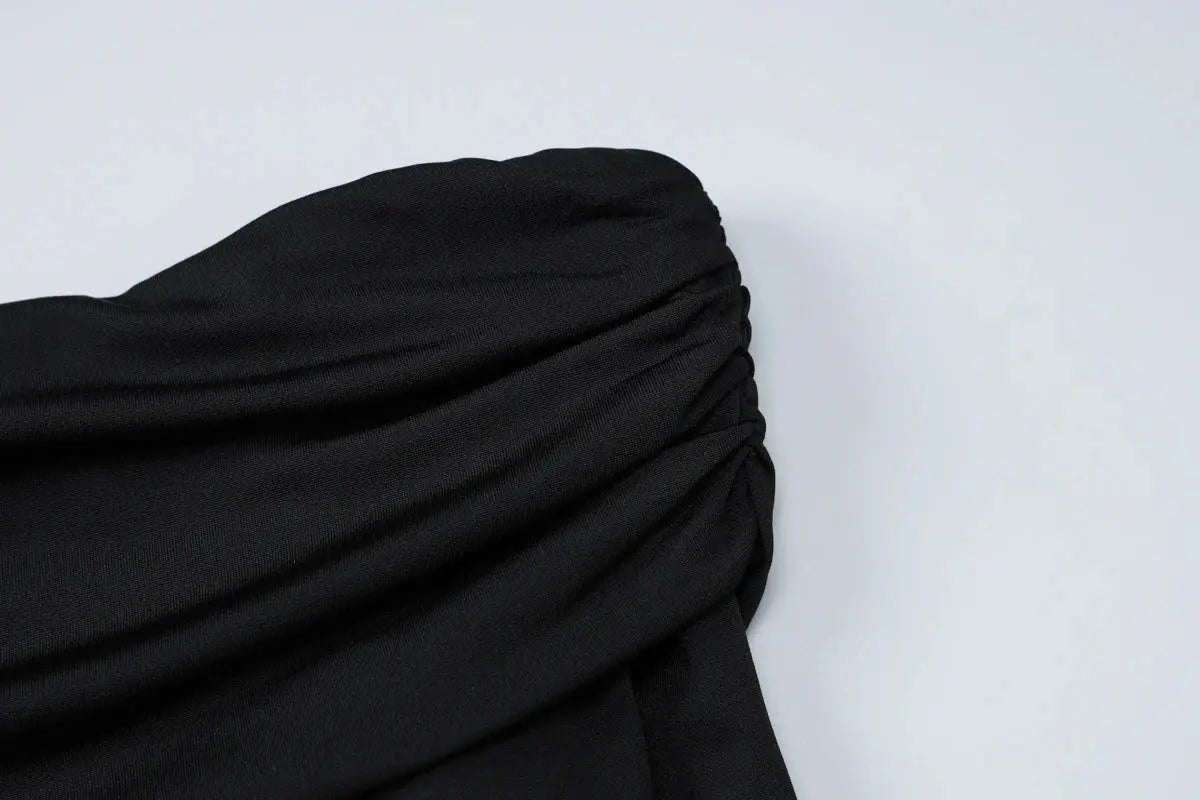 Dulzura Sexy 2-Piece Skirt Set – Off-Shoulder Ruched Crop Top & Slit Maxi Skirt NNOS