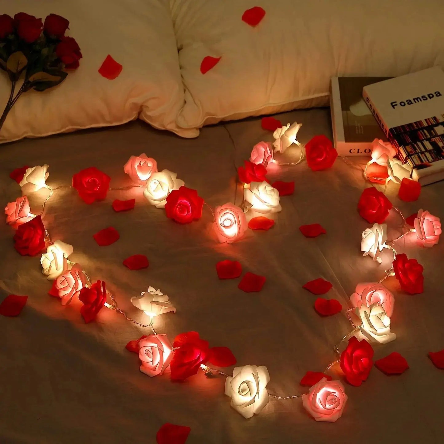 2M Rose Flower LED Fairy Lights – Romantic Garland for Wedding & Party NNOS