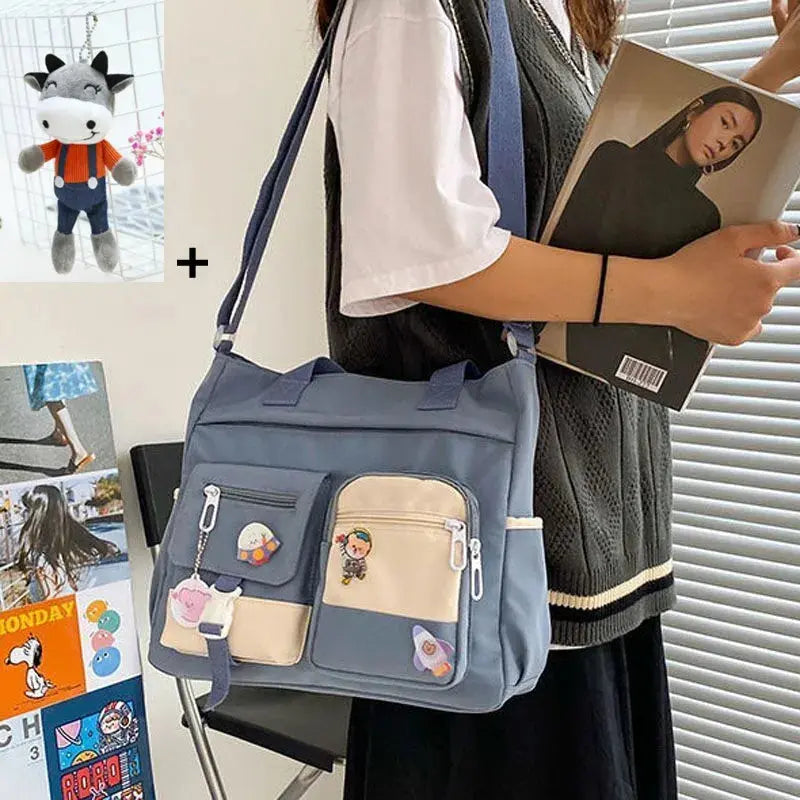 Waterproof Nylon Canvas Shoulder Bag – Stylish Japanese-Inspired Crossbody Satchel for Women, Girls & Students NNOS
