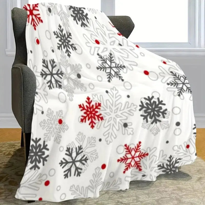 Ultra-Soft Flannel Christmas Throw Blanket - Snowflake Design, Perfect for Sofa,Bed,Office&Camping All-Season Cozy Plush Warmth NNOS
