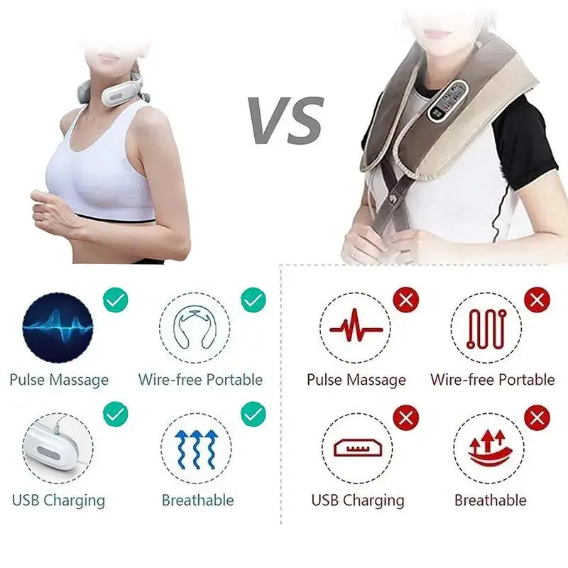 Neck Massage Machine with 4 Heads Breathing Light Vibration Hot Compress Cervical Spine Protection for Relaxation NNOS