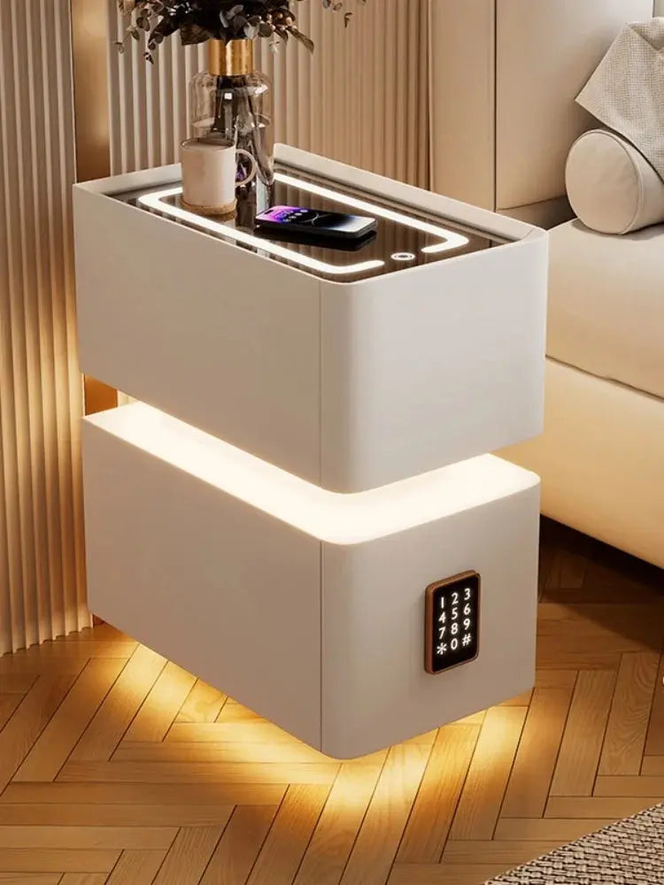 Smart Bedside Table – Modern Nightstand with Wireless Charging & LED Features NNOS