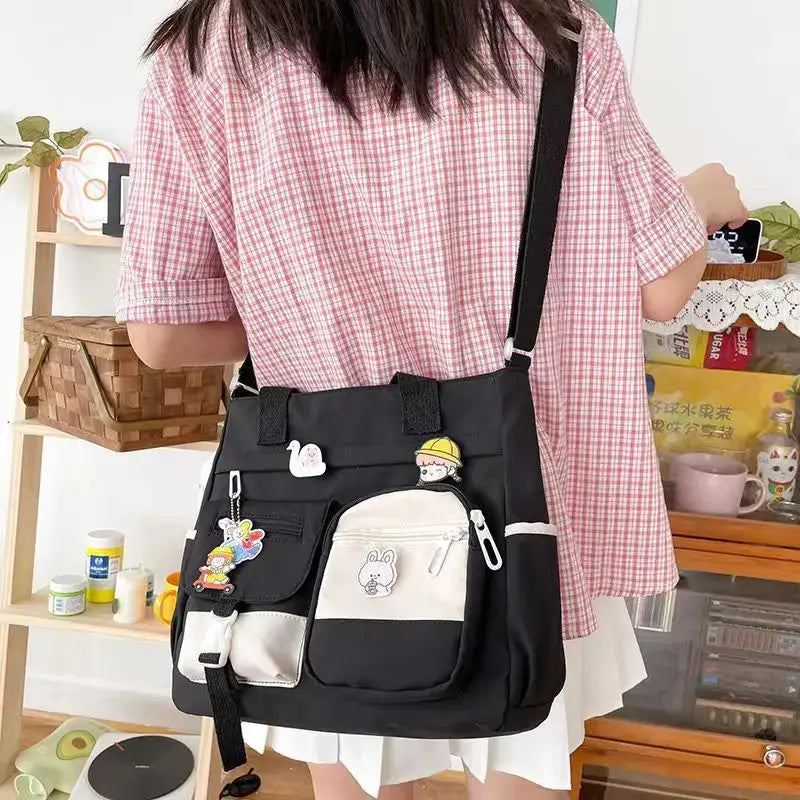 Waterproof Nylon Canvas Shoulder Bag – Stylish Japanese-Inspired Crossbody Satchel for Women, Girls & Students NNOS