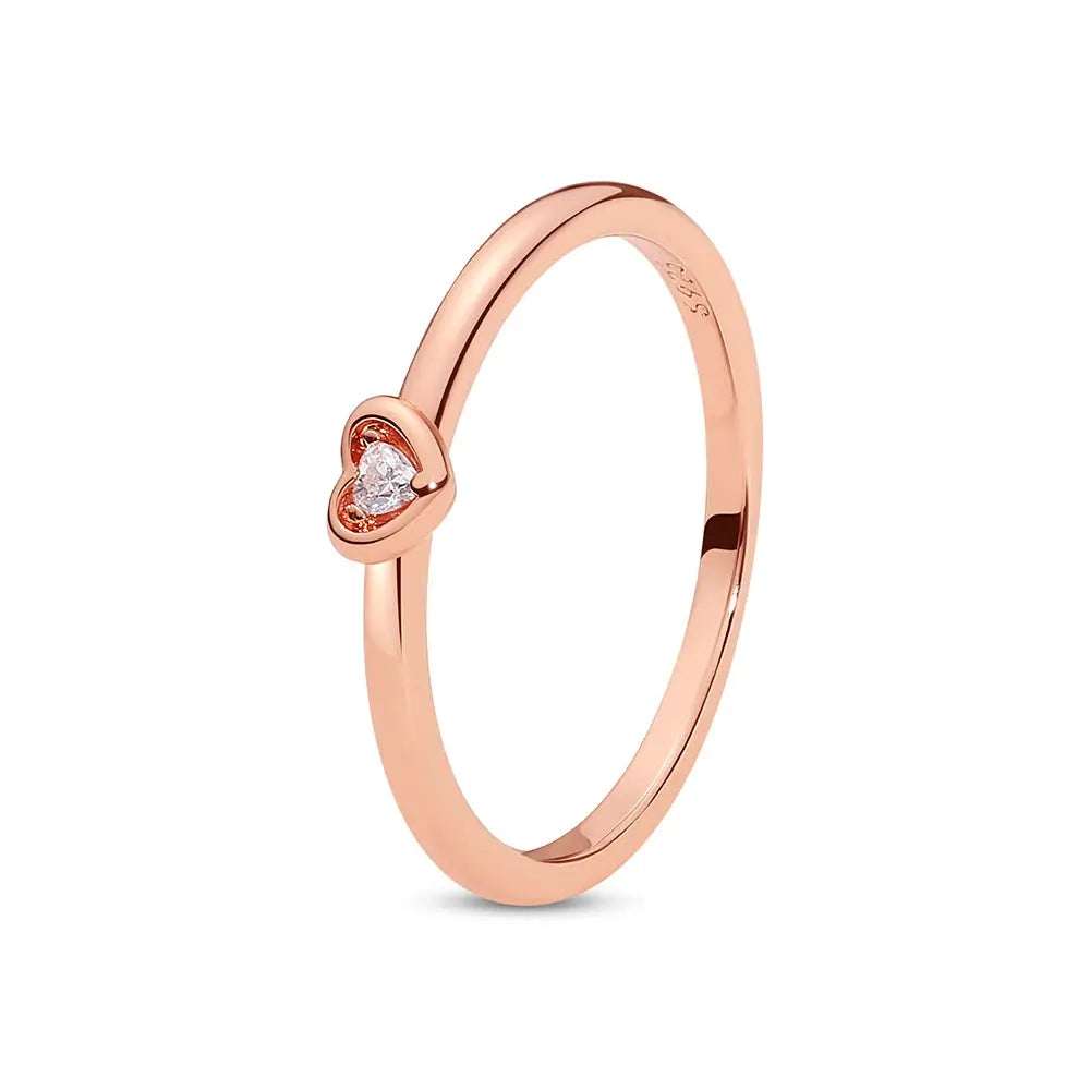 925 Sterling Silver Infinity Heart Ring – Rose Gold Crystal Engagement & Wedding Jewelry for Women NNOS