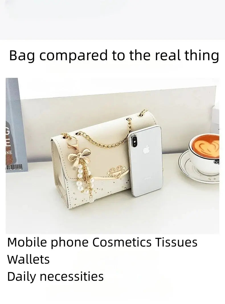 Glam Chic Mini Crossbody Bag – Sparkling Sequin Square Design with Tassel Charm, Stylish PU Shoulder Purse for Women & Girls NNOS