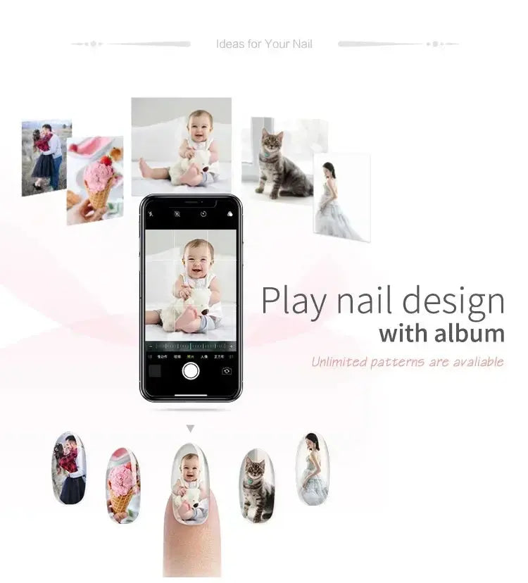 Smart Nail Printer Portable 3D Mobile Nail Painting Machine 2400 DPI Printing Resolution WiFi/DIY Support for Home Beauty Salon NNOS