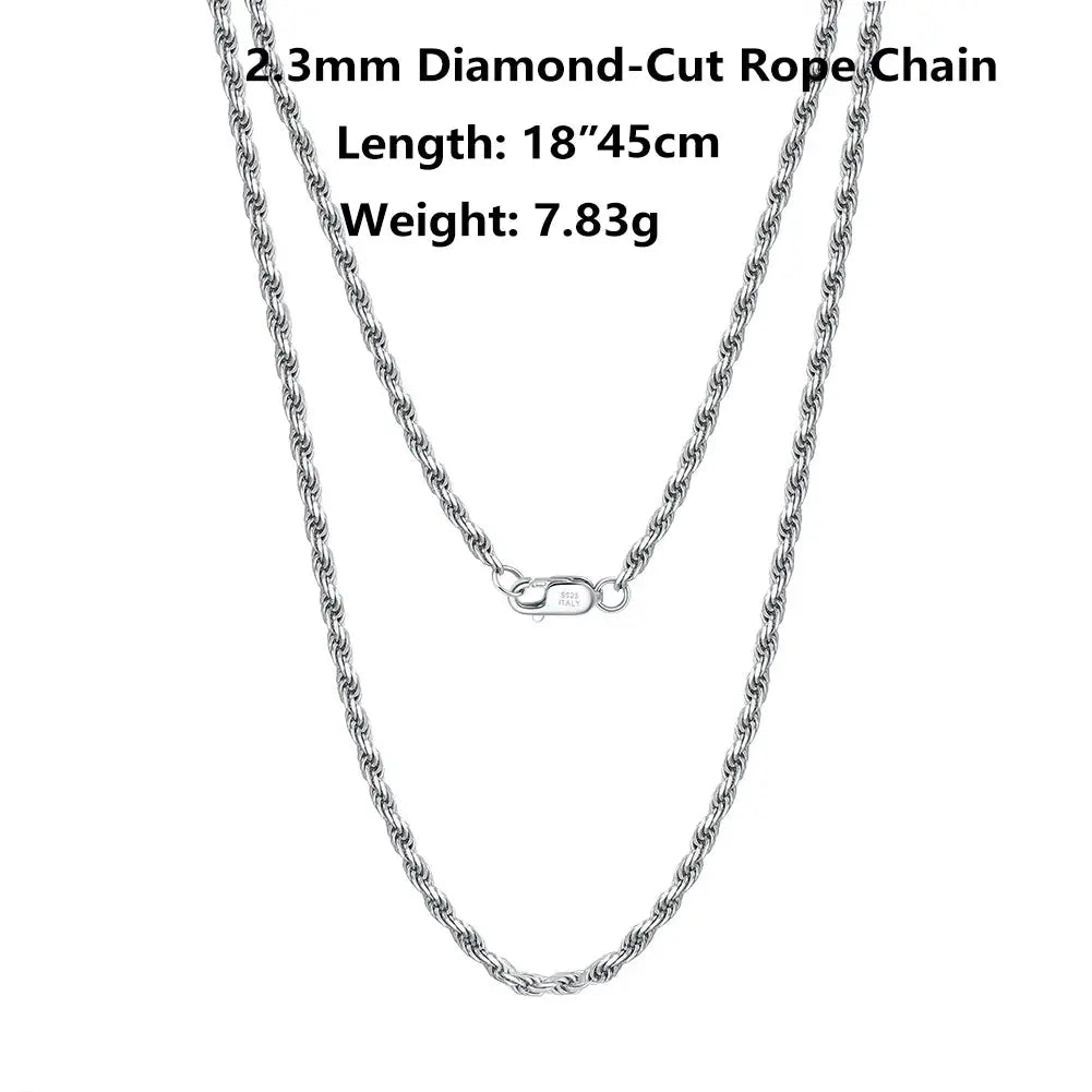 ORSA JEWELS Italian 925 Sterling Silver Diamond-Cut Rope Chain Necklace 18K Gold Plated Necklaces Chains for Women Jewelry SC29 NNOS