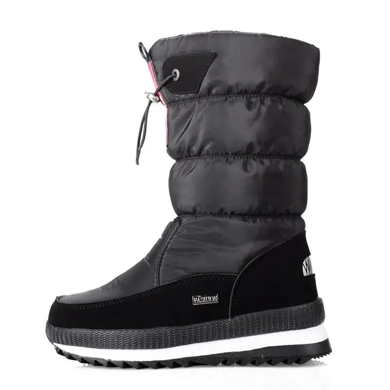 Winter thick women's snow boots Warm Plush Mid-calf Boots Non slip Waterproof  Platform Snow Boot Casual Female White shoes NNOS