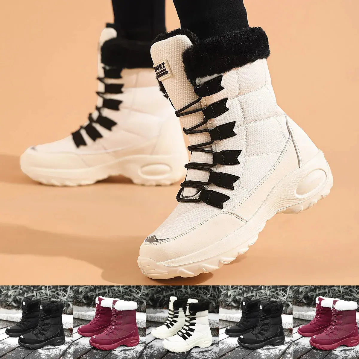 Women's Boots Winter High Quality Keep Warm Mid-Calf Waterproof Snow Boots Women Comfortable Ladies Thigh High Hiking Boots NNOS
