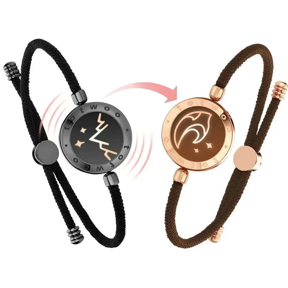 Totwoo Long Distance touch Light up&Vibrate Bracelets for Couples, Long Distance Relationship Gifts Smart Sun&Moon Love Bracelet NNOS